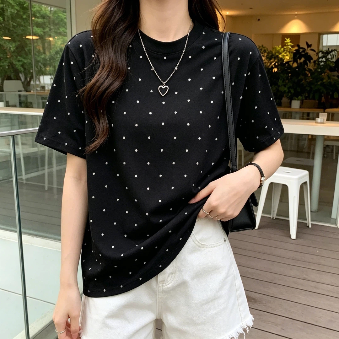 夏季时尚圆领通勤风宽松显瘦短袖T恤衫情侣百搭韩版休闲大码上衣