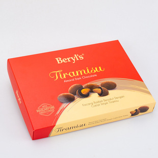 马来西亚原装进口Beryls提拉米苏扁桃仁夹心黑巧克力100克 礼盒款