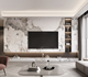 网红悬空电视背景墙瓷砖现代简约装 饰柜潘多拉岩板客厅轻奢影视墙