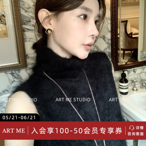 【ART ME】姐感100绵羊毛温柔软糯质感长绒毛高领针织马甲w24533