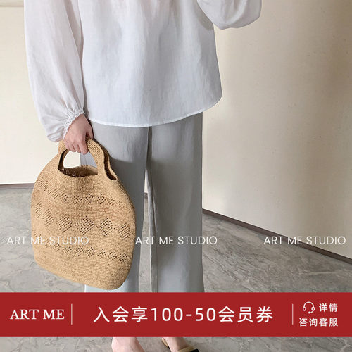 莱赛尔棉透气休闲花边镂空直筒裤