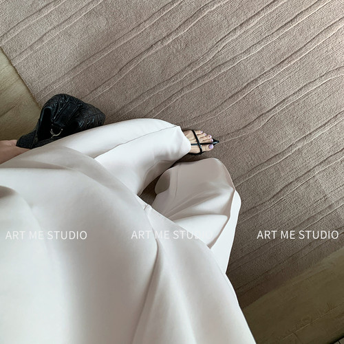 ARTME瓜瓜 通勤风垂坠感醋酸阔腿裤女春季高腰显瘦慵懒气质直筒裤