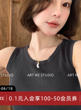 ARTME瓜瓜 云织裸感软糯亲肤莱赛尔无袖背心女夏季圆领肌理感上衣