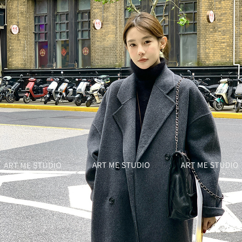 ARTME瓜瓜二代比利时经典绵羊毛羊绒混纺大衣女冬毛呢外套w24558a