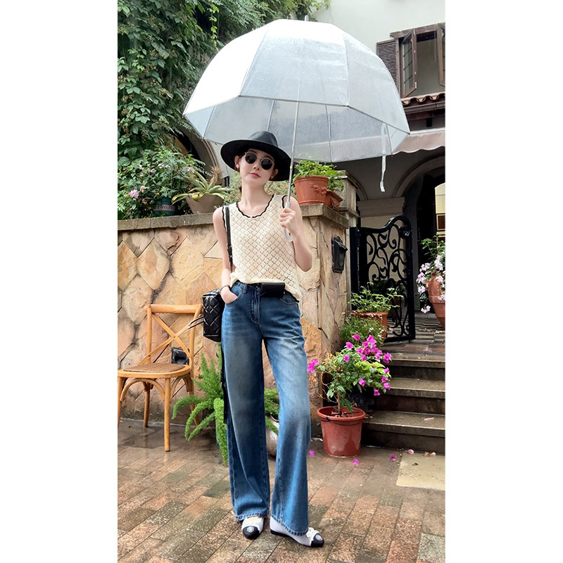 artme 瓜瓜呀 小香风针织上衣女夏季无袖菱格提花设计感背心上衣