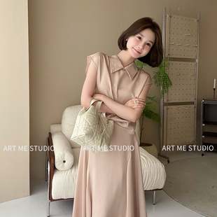 ARTME瓜瓜 通勤风无袖纯色上衣女夏季坎肩显瘦短款衬衫w1302q2-2