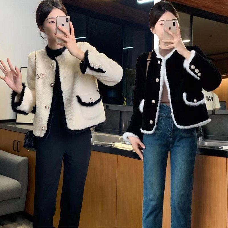 加厚羊羔毛小香风外套女秋冬法式轻奢名媛风百搭小个子短款上衣服