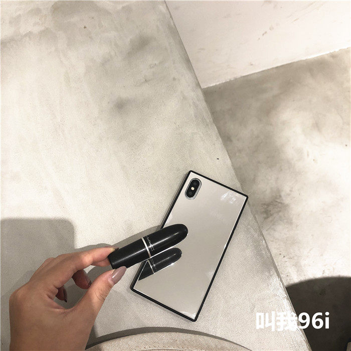 网红ins适用于苹果x手机壳方形镜子补妆iphonexsmax全包7plus/8女
