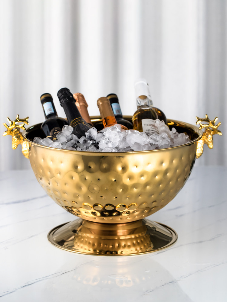 新款锤纹鹿角冰桶大号香槟盆欧式高档餐厅冰酒桶户外加厚冰桶酒吧,餐饮具,冰桶,淘宝优惠券,粉丝福利购,淘宝优惠卷