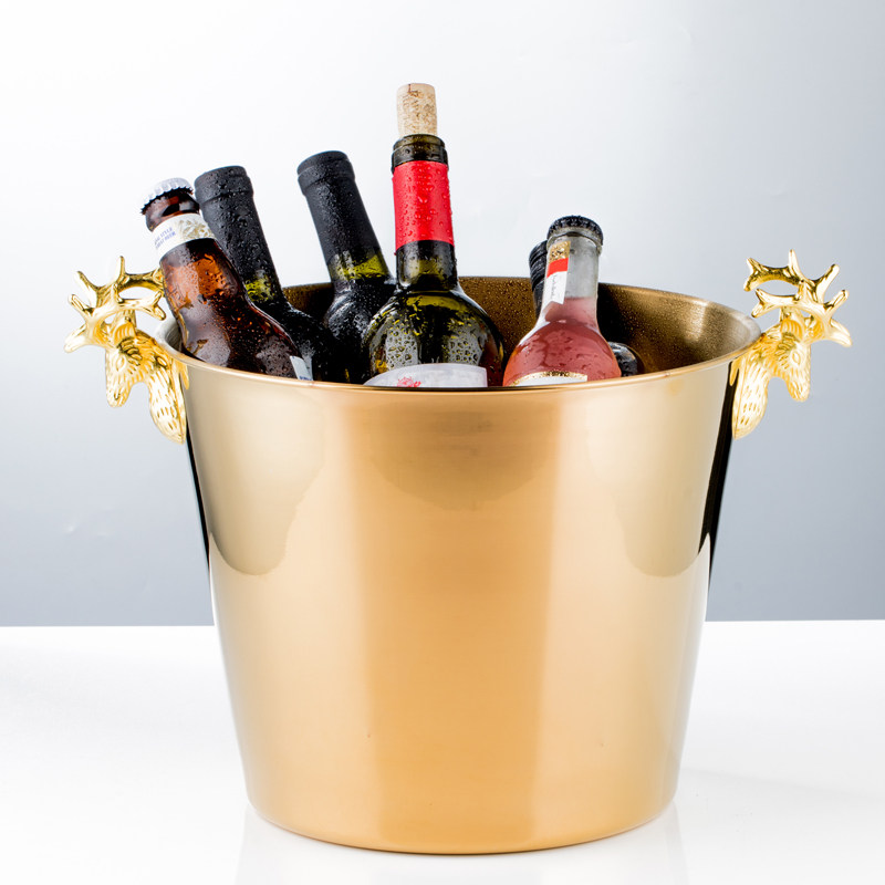 欧式鹿角大号香槟桶红酒冰桶不锈钢冰酒桶家用聚会冰镇桶酒吧ktv