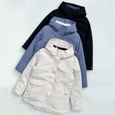 三合一女士中长款冲锋衣羽绒服