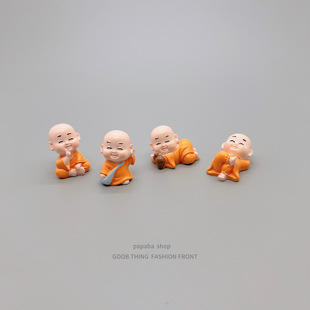 无聊了看看一休顽皮小和尚禅意小摆件笑佛沙弥工位桌面装车载装饰