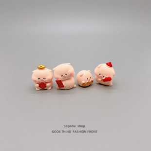 无聊了，摆一堆可爱福气小猪治愈电脑桌面日式工位办公桌小摆件