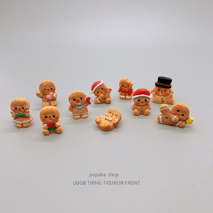 可爱迷你新年姜饼人车载中控台桌面工位装 饰品小摆件治愈小礼物