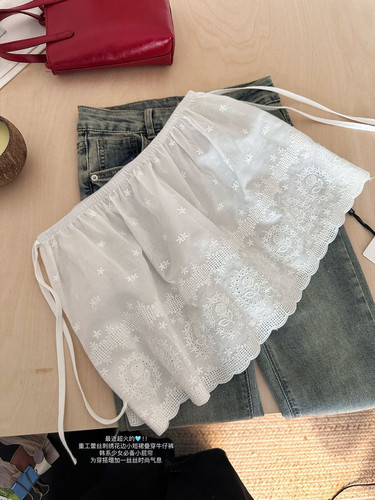 百搭花边屁帘短裙刺绣新款芭蕾春夏新款韩系别致蕾丝半身裙叠穿