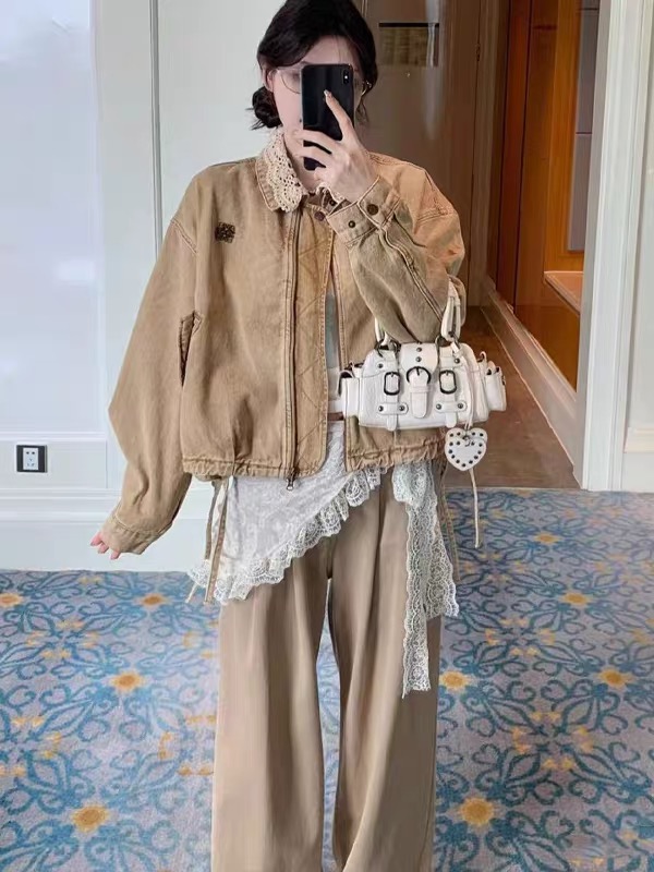 miu系穿搭蕾丝三角巾屁帘女早秋2025新款网纱叠穿腰带腰巾配饰品