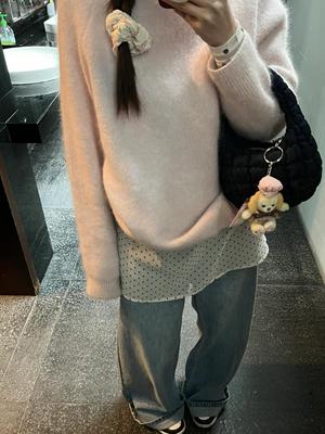 秋冬新款波点半身裙透视短裙蕾丝屁帘毛衣下摆内衬裙叠穿神器短裙