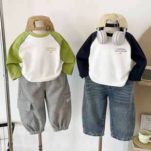 咪尔蒙2026春季新款卡通印花儿童撞色t恤洋气百搭男女童打底新品