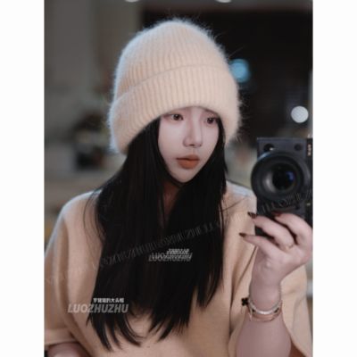 罗猪猪【双层加厚兔毛】出口俄罗斯羊毛针织帽女保暖毛线帽防寒套