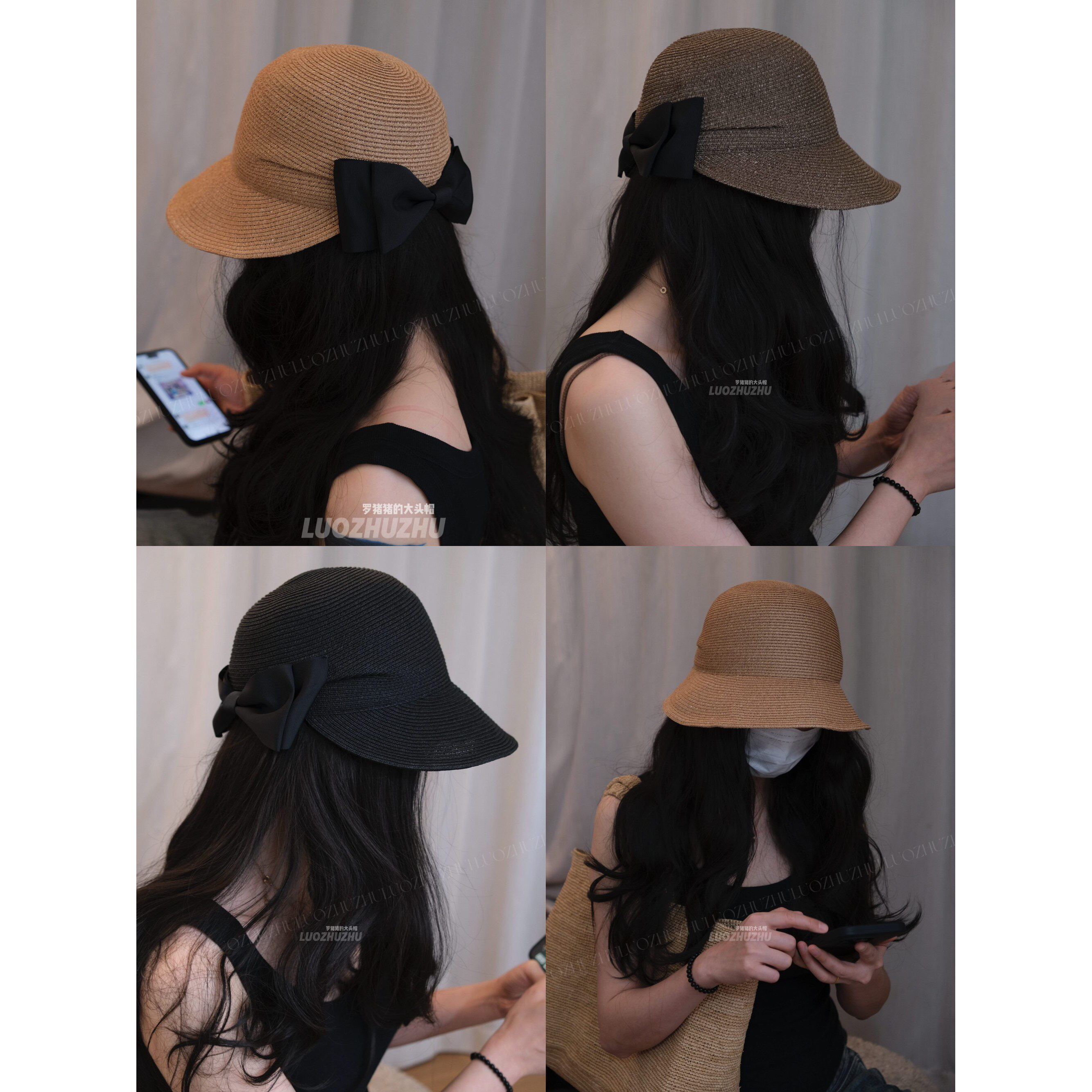 罗猪猪【cA4蝴蝶】日本防晒帽草帽鸭舌帽大檐遮阳帽蝴蝶结百搭