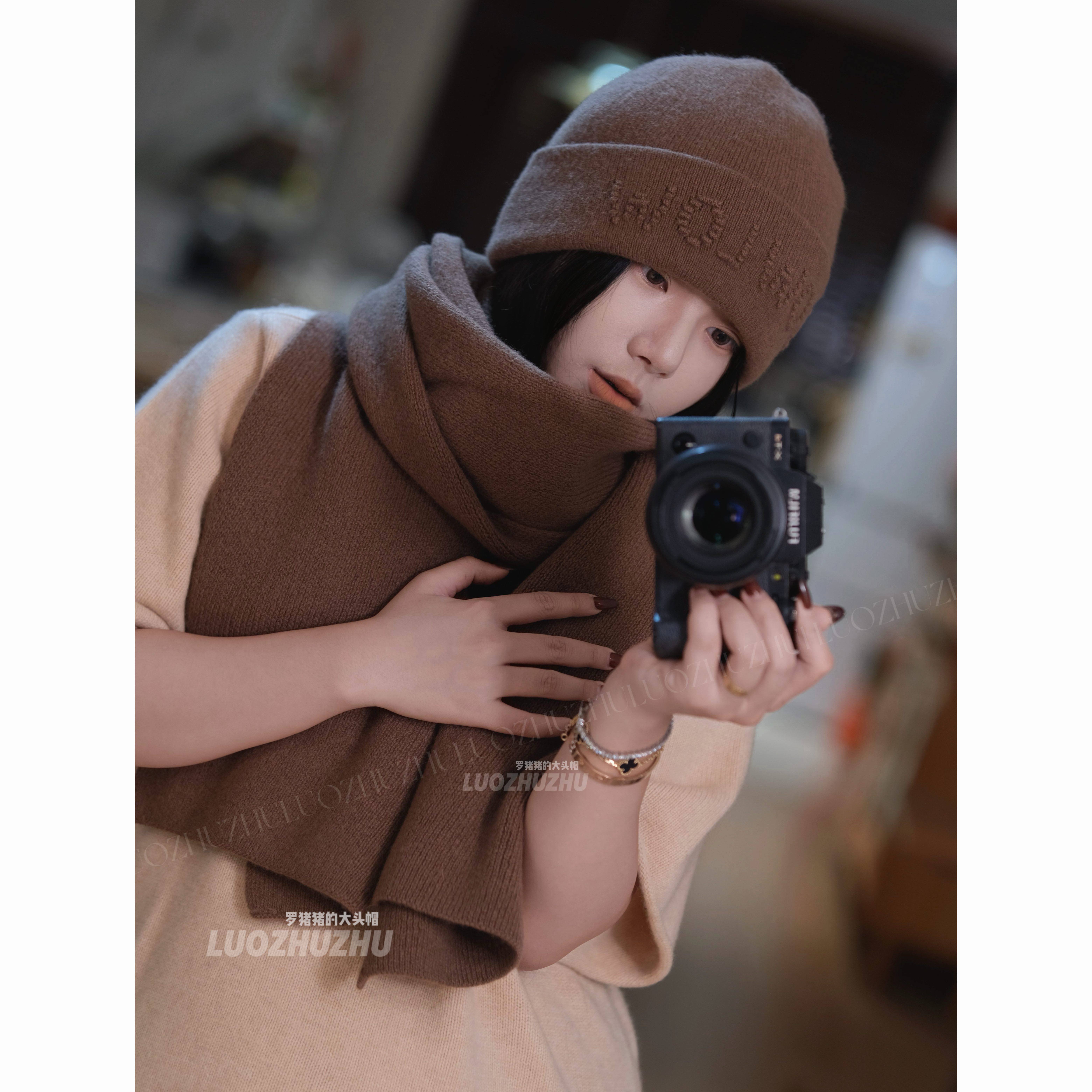 罗猪猪【BL刺绣】围巾帽子套装 100%羊毛针织帽女秋冬氛围套装,服饰配件/皮带/帽子/围巾,帽子,淘宝优惠券,粉丝福利购,淘宝优惠卷