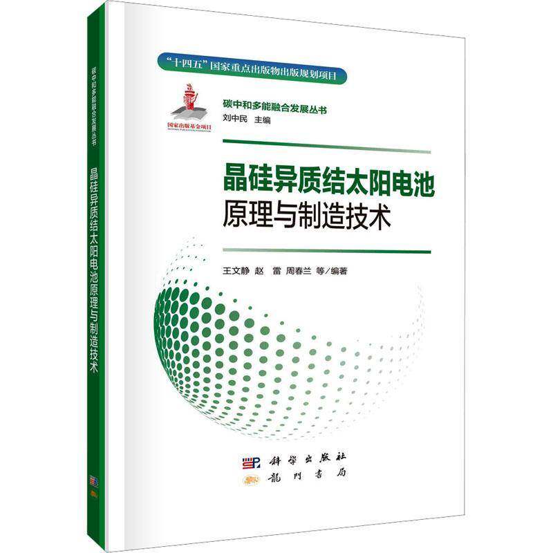 晶硅异质结太阳电池原理与制造技术王文静 工业技术书籍