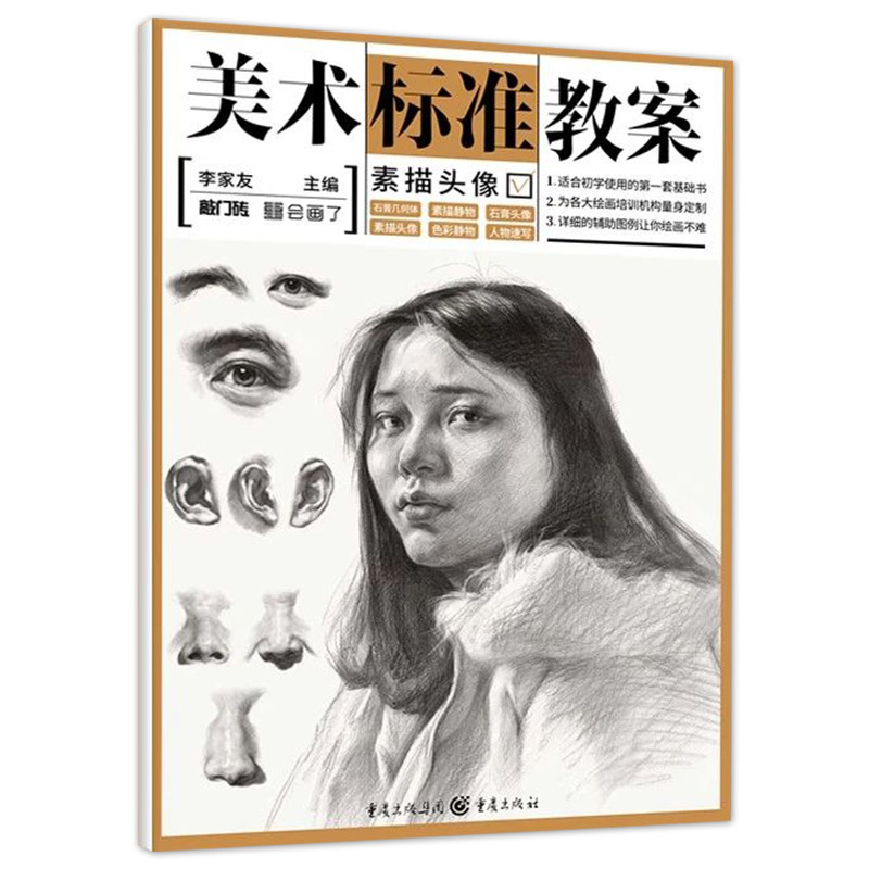 美术标准教案素描头像零基础入门人物头像五官塑造结构明暗范画临摹