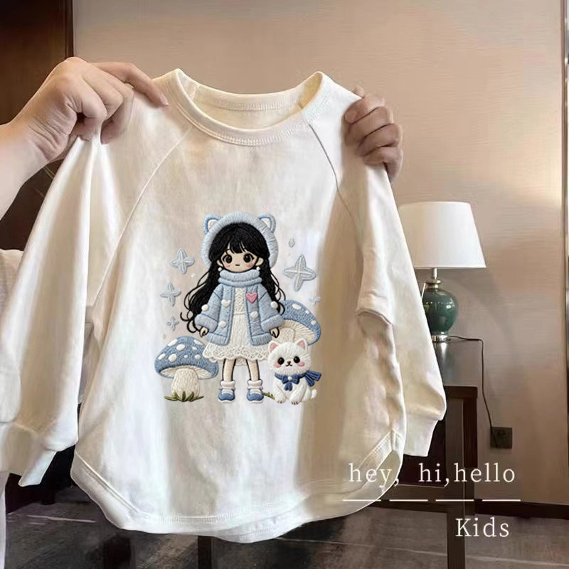 打底衫插肩长袖t恤中大童春季新款可爱纯棉宽松初中学生女孩上衣