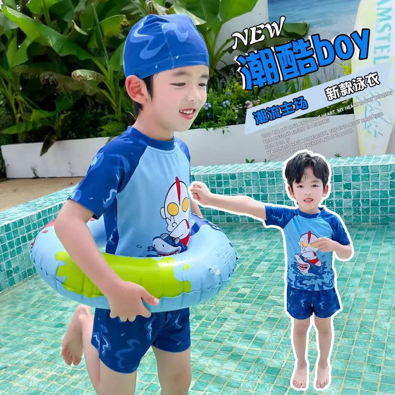 儿童泳衣男童奥特曼分体速干游泳衣小男孩宝宝专业训练泳裤泳装夏