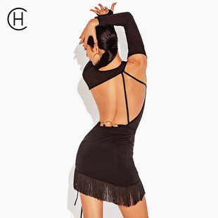 连体衣DS1089 HCdance拉丁舞服女成人露背长袖 DX2056 双12新品