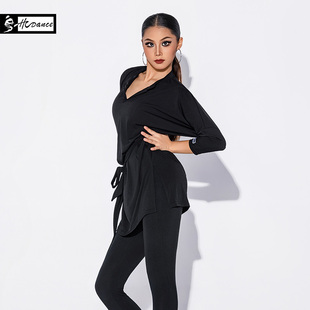 皇朝拉丁舞服装女成年舞蹈练功服秋冬新款简约长袖连衣裙L171129