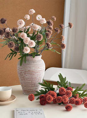 秋色5头蒲公英乒乓菊假花摆件