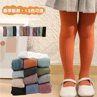 女童连裤袜修身高弹力女宝宝好质量打底裤浅绿墨绿南瓜色连脚连体