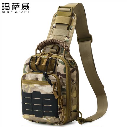 路亚斜挎背包迷彩胸包战术骑行单肩包小挎包户外军迷登山便携垂钓