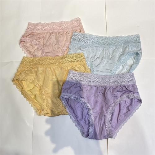 夏季女童真丝内裤蕾丝边透气舒适桑蚕丝中腰三角短裤头亲肤宝宝
