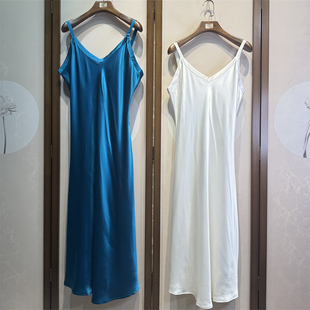 礼盒包装重磅28姆米素绉缎真丝睡裙桑蚕丝连衣裙吊带V领10060
