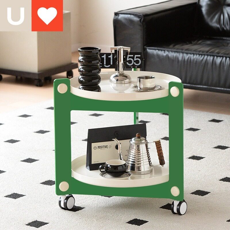 友耐小推车置物架家用可移动收纳柜客厅沙发边几创意小圆桌茶几