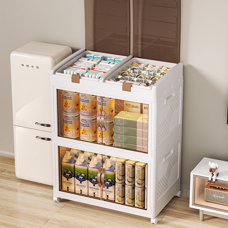 折叠收纳柜双开门衣物收纳柜多功能带内衣盒袜子盒收纳柜多层书柜