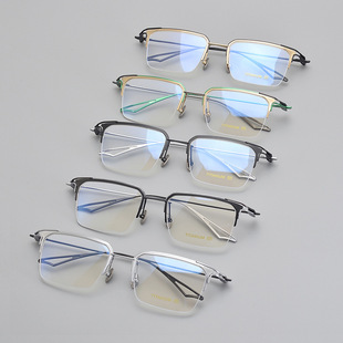 商务方形半框纯钛眼镜框架配有度数理工男款 日本刀锋ACT Nine男款