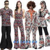 复古70年代欧美迪斯科嬉皮士服情侣表演服装 印第安原始人土著服