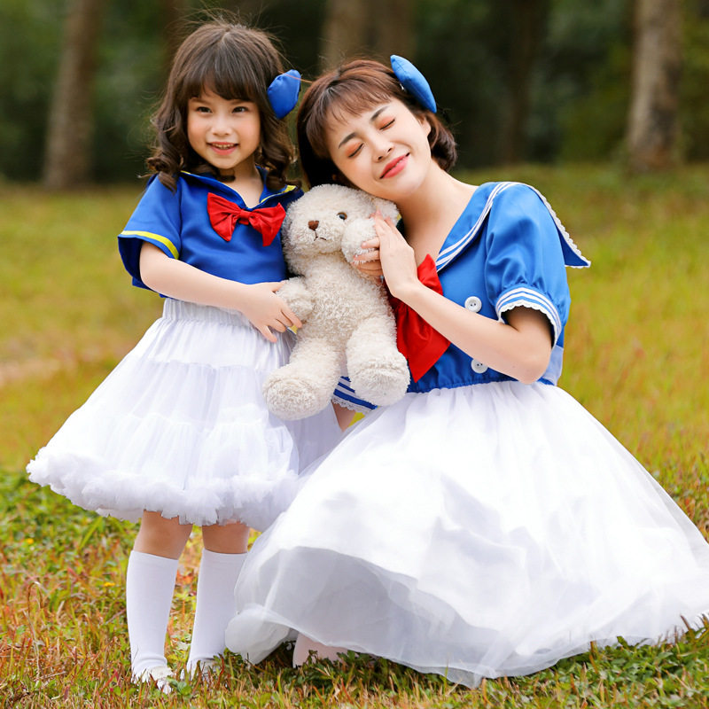 万圣节服装女cosplay 动漫角色鸭子表演服 亲子装海军水手蓬蓬裙