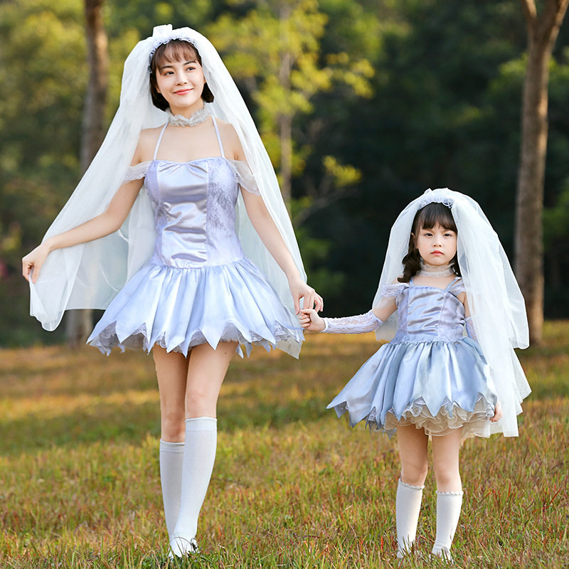 唯美新头纱鬼新娘干尸服 艺术写真服 万圣节服装cosplay新娘女童