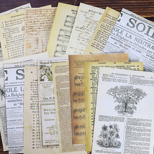 复古英文手帐造景拼贴装饰素材纸