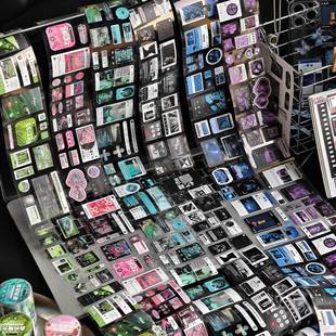 雾影谧语手帐胶带ins英文风景花朵植物盐系手账拼贴造景素材贴纸