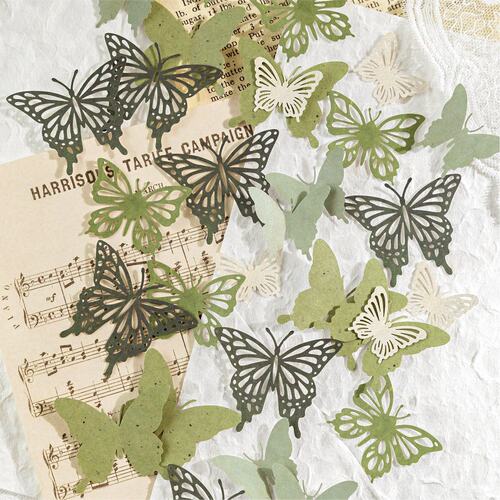 蝴蝶拾物集镂空手帐材料包复古盐系扎痛包手账拼贴造景装饰素材纸