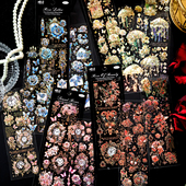 玫瑰之约pet立体烫金手账贴纸花朵蝴蝶盐系咕卡手帐拼贴装 饰素材