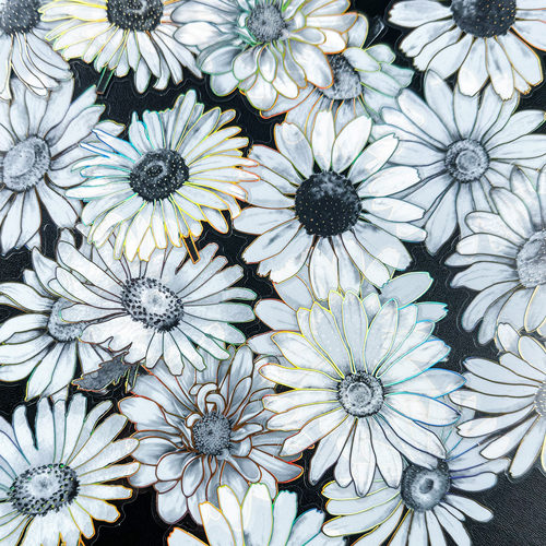 雏菊百合PET立体烫金手账贴纸玫瑰花朵盐系咕卡手帐拼贴装饰贴画