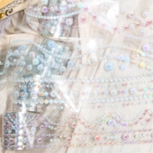 珠光涟涟手帐胶带高颜值仿珍珠盐系咕卡手帐边框造景装 饰素材贴纸