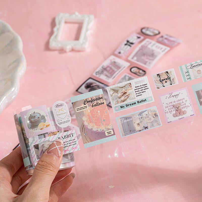 芭蕾幻想模切手帐胶带ins少女英文盐系咕卡手账拼贴装饰素材贴纸,文具电教/文化用品/商务用品,胶带/胶纸/胶条,淘宝优惠券,粉丝福利购,淘宝优惠卷