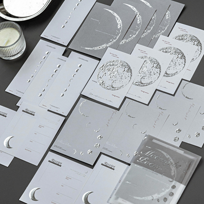 万物静默如迷烫银凸版浮雕手账便签纸复古英文手帐拼贴打底素材纸